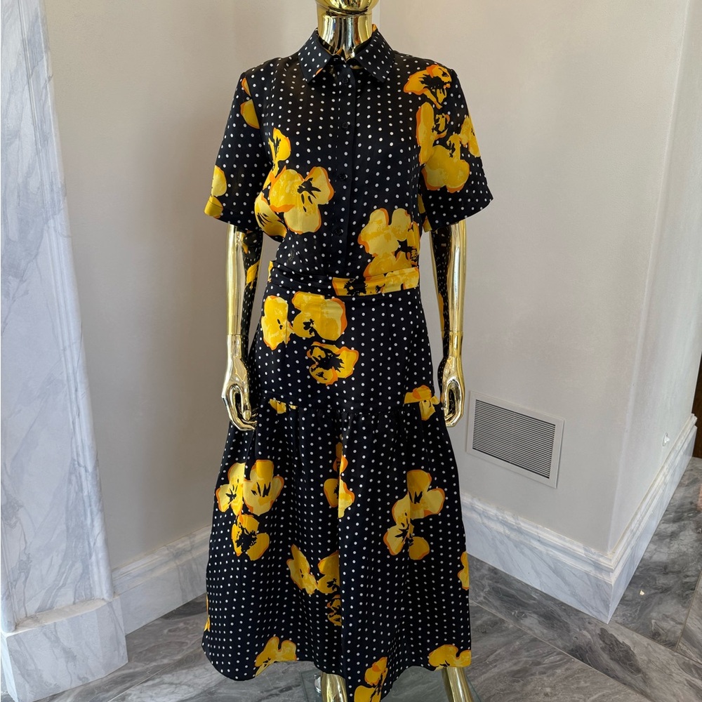Floral Black and Yellow Dress